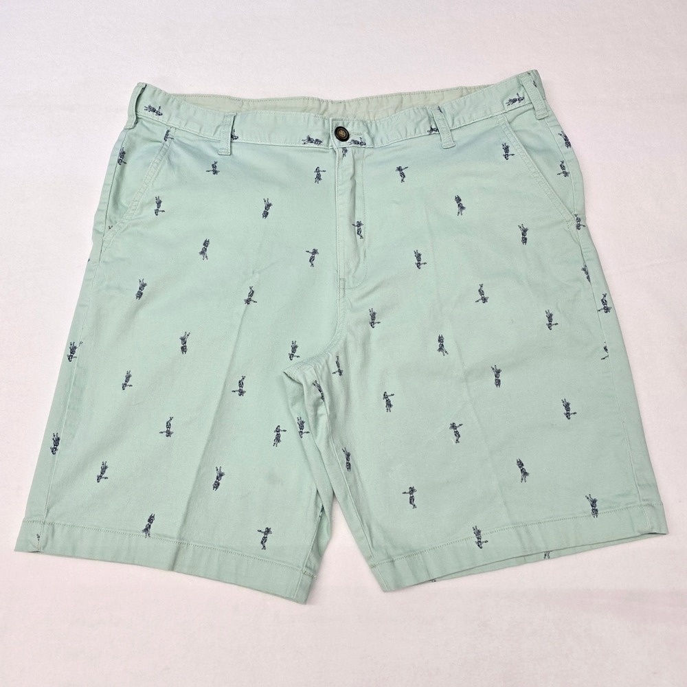 George Mens Hula Girl Embroidered Chino Shorts Size 38 Hawaiian Resortwear Baech